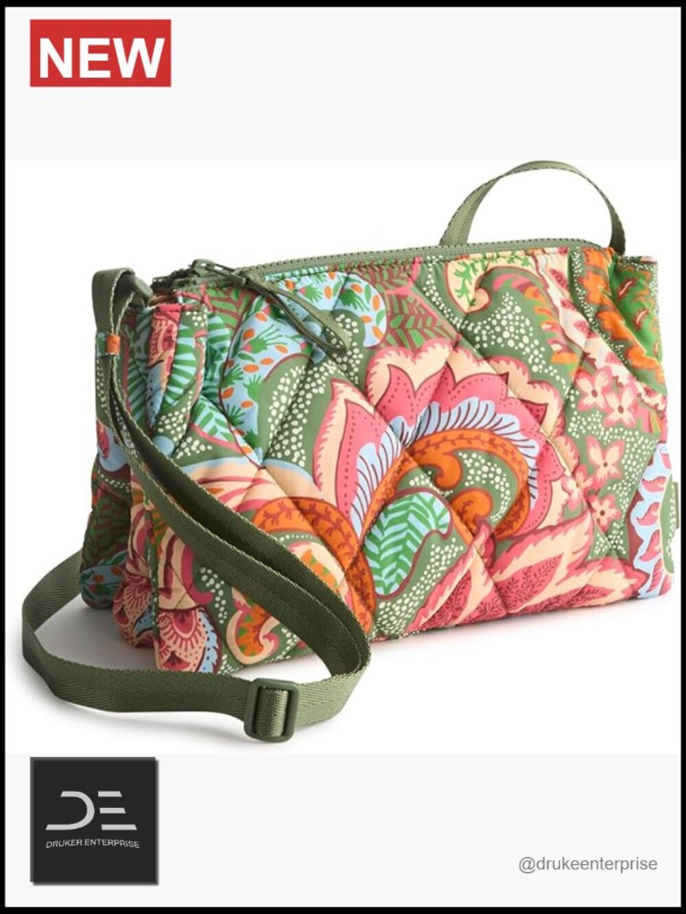 Lightweight Quilted Recycled Nylon Crossbody Bag with Adjustable Strap